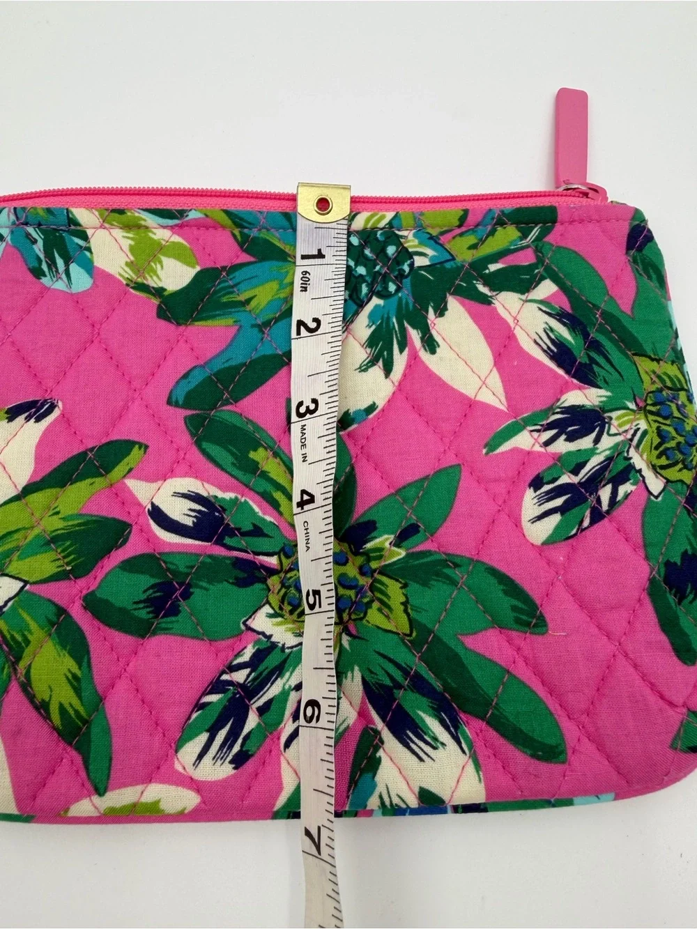 Vera Bradley Quilted Zip Pouch Pink Tropical Floral